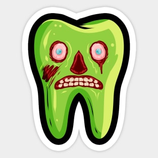 Zombie Tooth For Dentist On Halloween Sticker